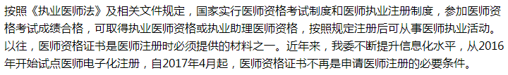 國家衛(wèi)健委關于加快發(fā)放醫(yī)師專業(yè)資格證的建議答復！