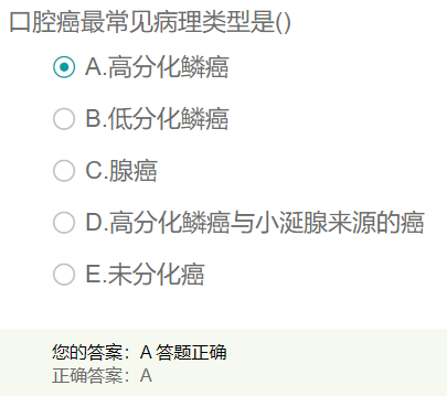 口腔癌最常見病理類型是？