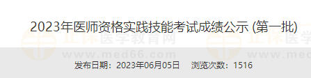 上海2023年醫(yī)師資格實(shí)踐技能考試成績(jī)公示 (第一批)